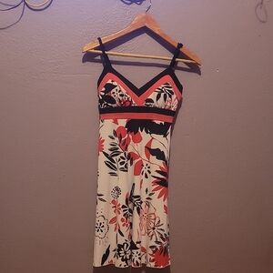 La Belle Black and Red Floral Midi Dress